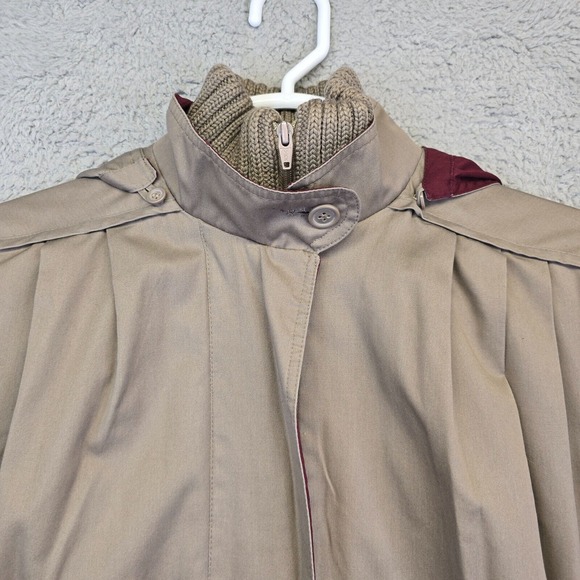 Vintage Foxrun Spring Light Trench Coat Womens L Pleated Professor Academia - Picture 2 of 16